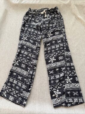 Cali 1850 Linen Blend Pants Womens‎ Large Boho Beachy Batik Coastal bohemian